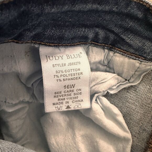 Judy Blue Jeans Womens 16W Cuff Boyfriend Fit Relaxed Dark Wash Denim - Picture 11 of 11